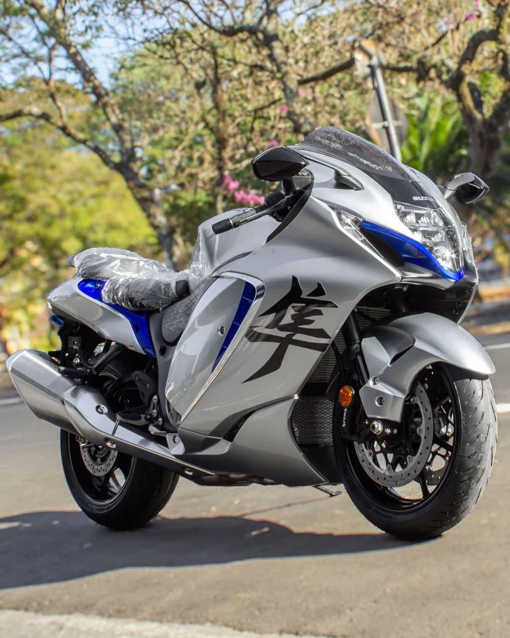 Suzuki Hayabusa prata, vista de três quartos pela frente